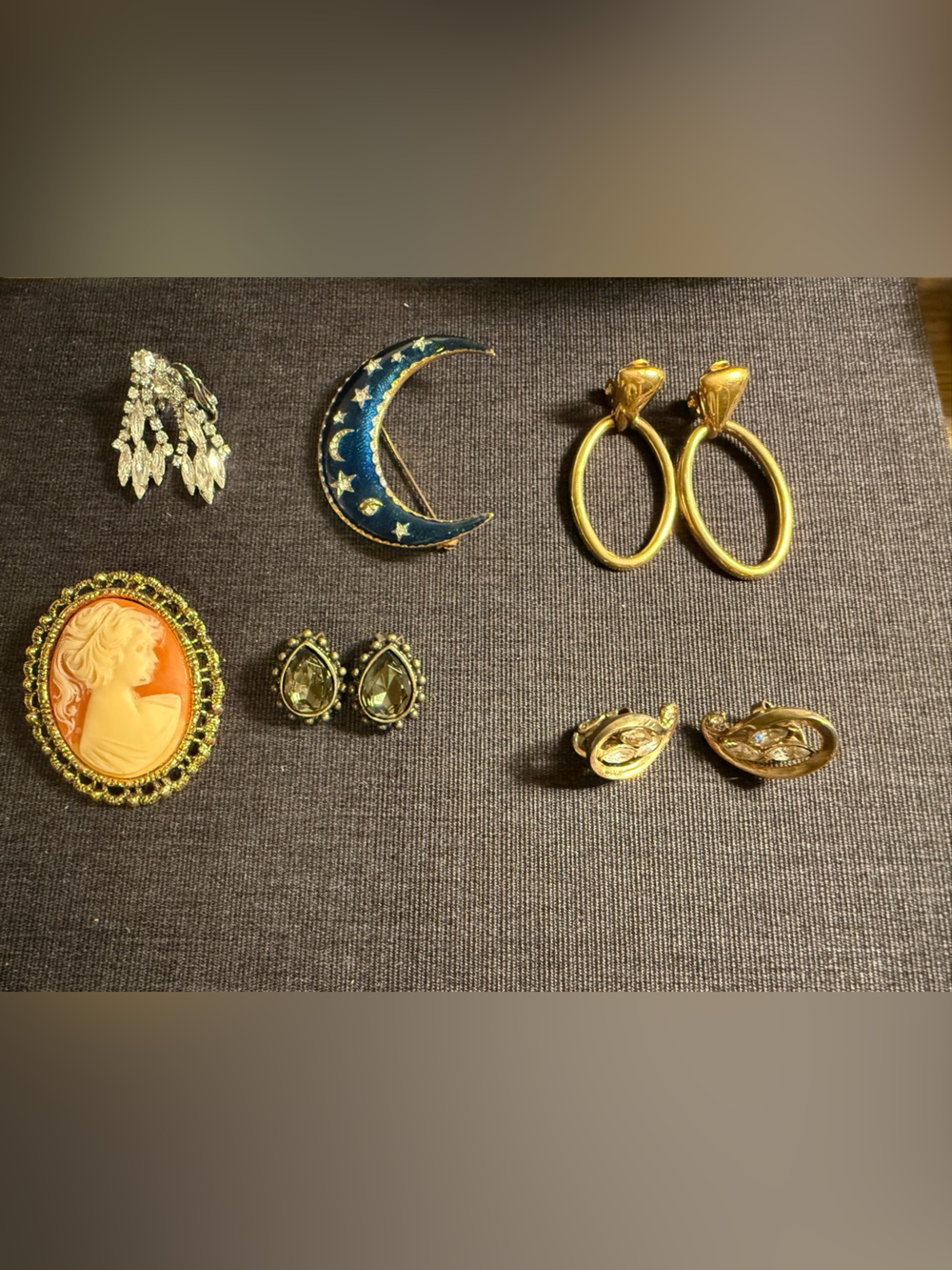 Signed Trifari, Monet and Unsigned Earring and Brooch Set